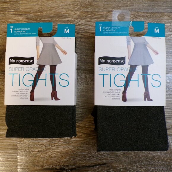 No nonsense 2 Pairs Women's NWT Super Opaque Tights Control Top Grey Size Medium - Picture 1 of 6